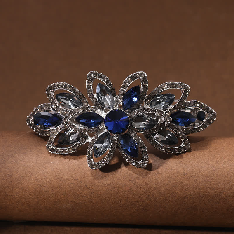 Fermaglio per capelli con fiore di strass di lusso da donna - Blu - image 6