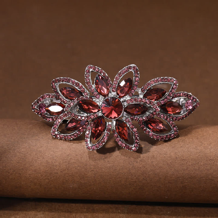 Fermaglio per capelli con fiore di strass di lusso da donna - Rosso - image 5