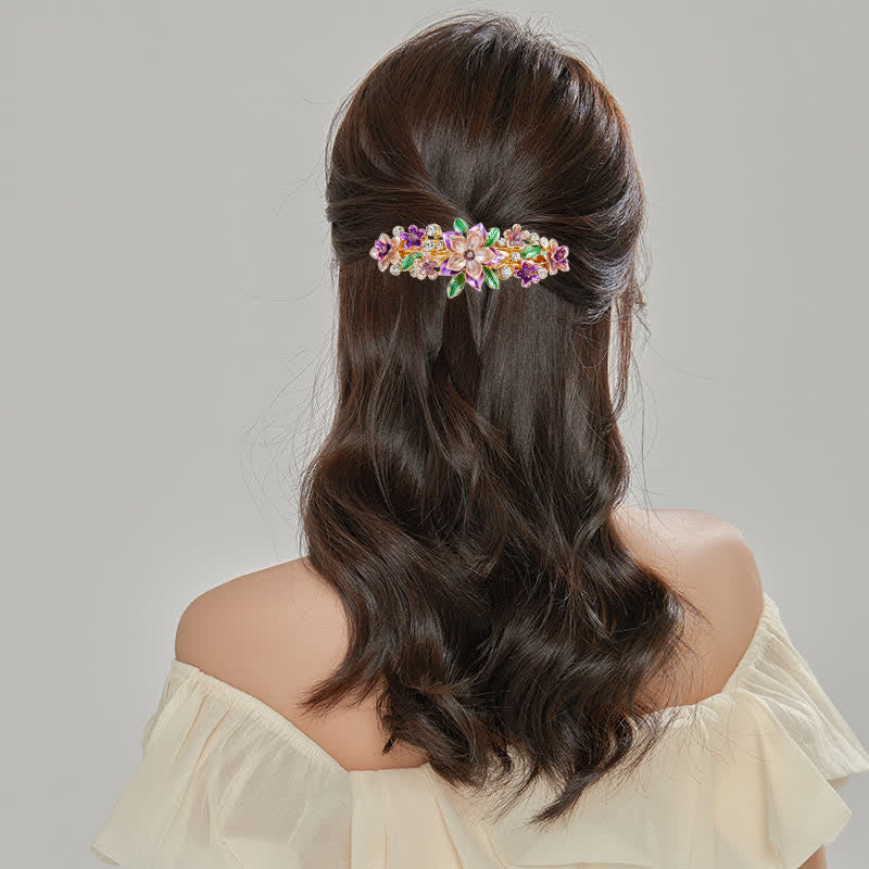 Fermaglio per capelli smaltato colorato a forma di fiore primaverile da donna - image 1