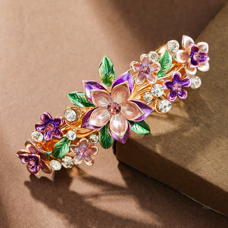 Fermaglio per capelli smaltato colorato a forma di fiore primaverile da donna - Viola - image 2