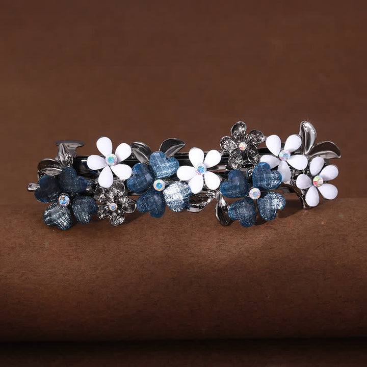 Fermaglio per capelli con fiori di margherite carini da donna - Bianco e blu - image 0