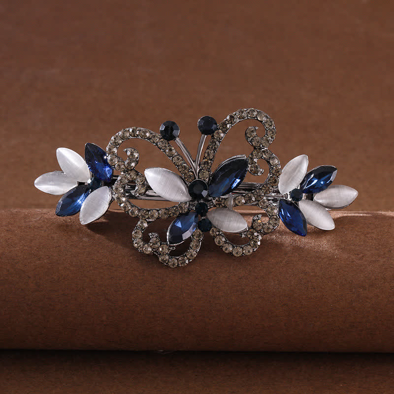 Fermaglio per capelli a farfalla con strass di cristallo da donna - Blu - image 0