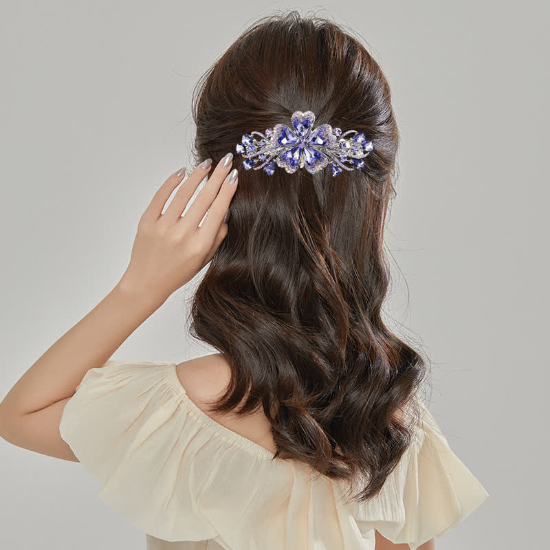 Fermaglio per capelli elegante con cristalli scintillanti e floreali da donna - image 1
