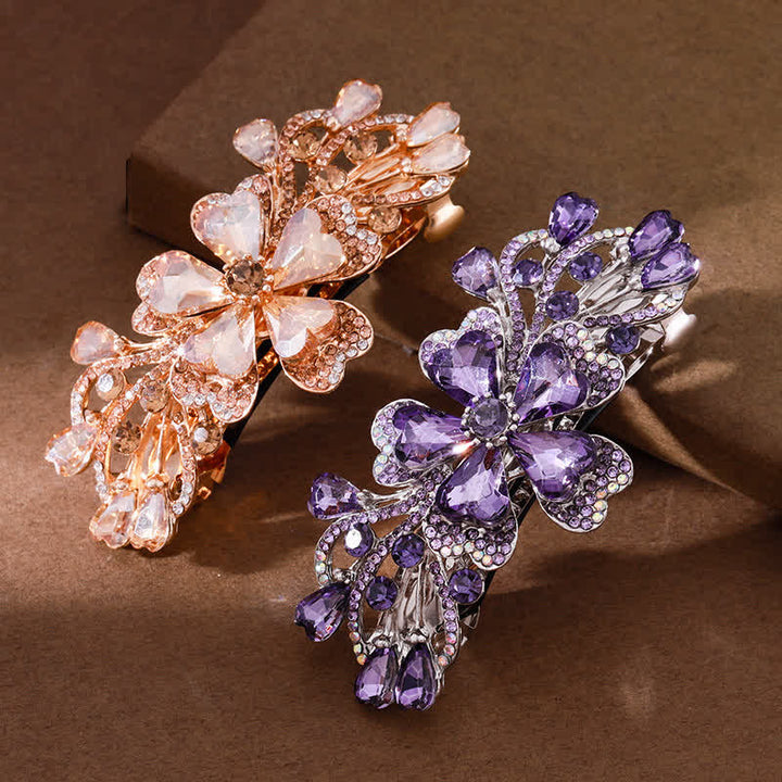 Fermaglio per capelli elegante con cristalli scintillanti e floreali da donna - image 4