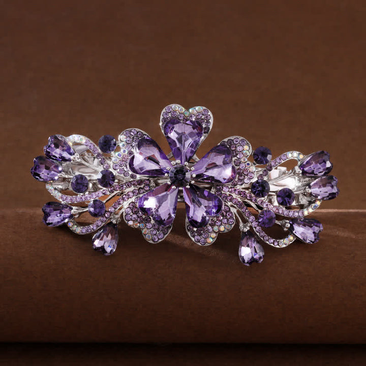 Fermaglio per capelli elegante con cristalli scintillanti e floreali da donna - Viola - image 0
