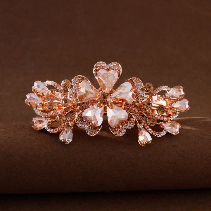Fermaglio per capelli elegante con cristalli scintillanti e floreali da donna - Champagne - image 5