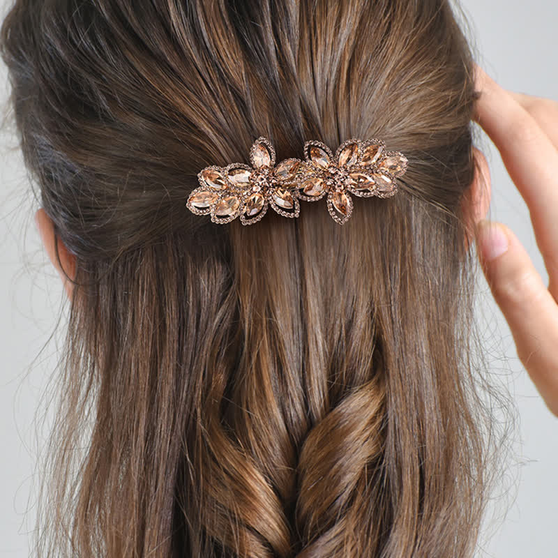 Fermaglio per capelli a forma di fiore di cristallo retrò da donna - image 6