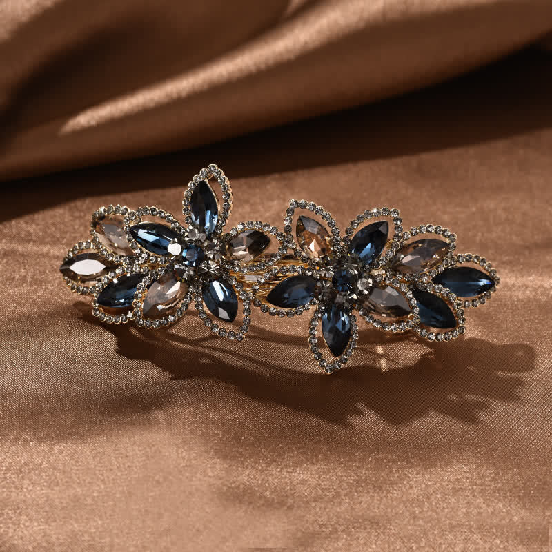Fermaglio per capelli a forma di fiore di cristallo retrò da donna - Blu scuro - image 0