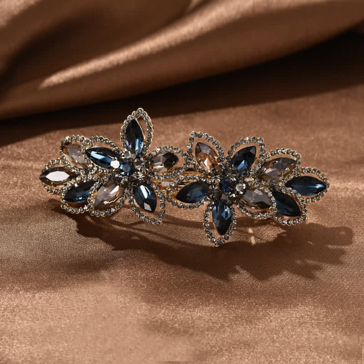 Fermaglio per capelli a forma di fiore di cristallo retrò da donna - Blu scuro - image 0