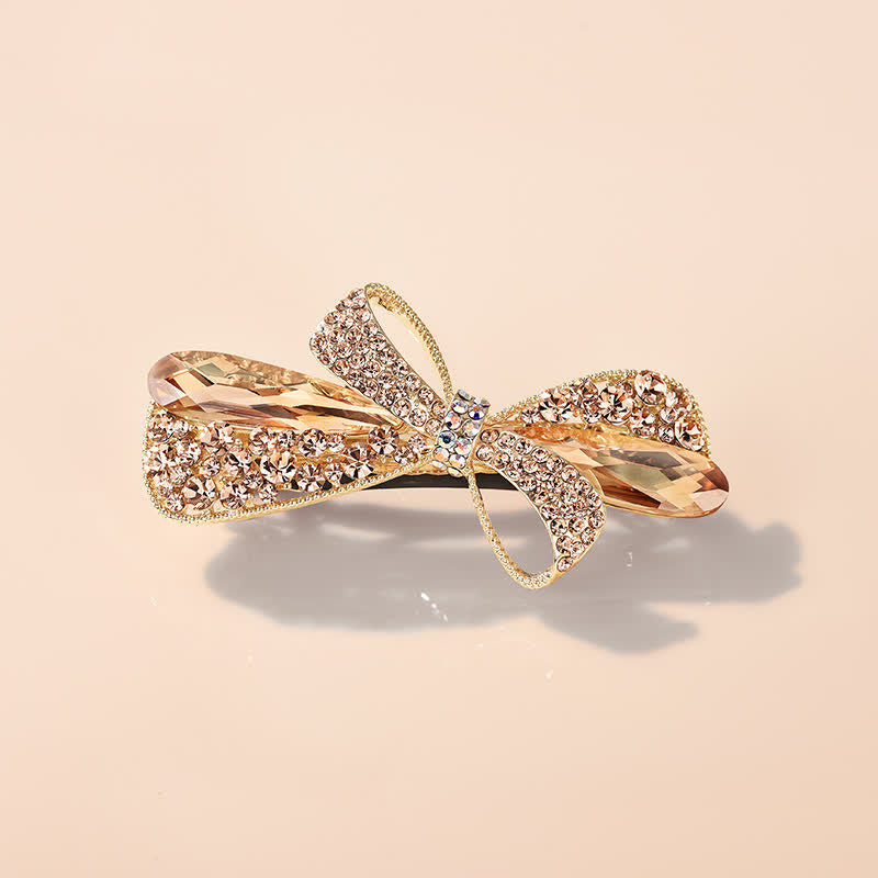 Fermaglio per capelli con fiocco unico da donna e strass - Champagne - image 5