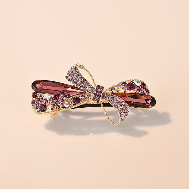 Fermaglio per capelli con fiocco unico da donna e strass - Rosa - image 4