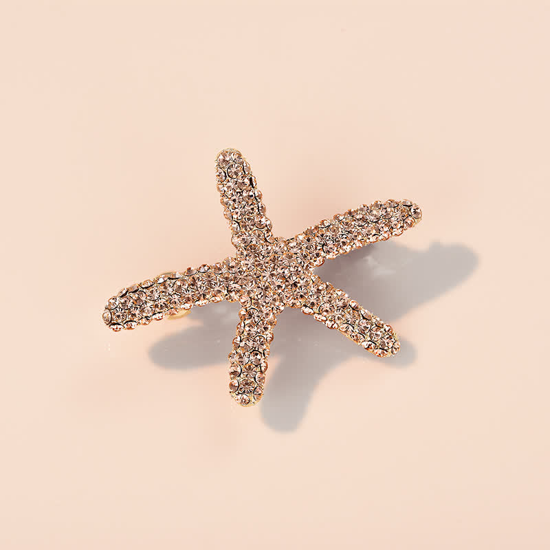Fermaglio per capelli da donna con motivo a forma di animale marino con diamanti - Champagne - image 0