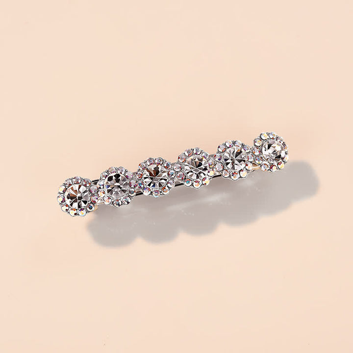 Fermaglio per capelli piccolo con strass floreale da donna - Bianco - image 3
