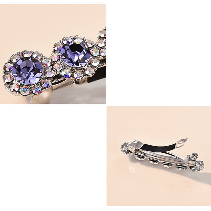 Fermaglio per capelli piccolo con strass floreale da donna - image 2