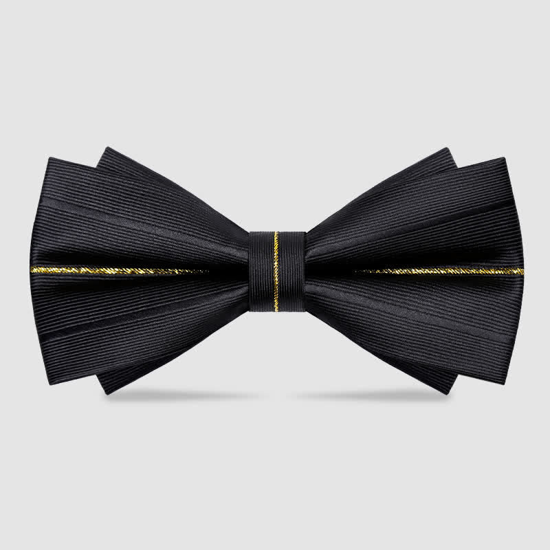 Papillon a doppio strato con motivo Golden Thread Decor da uomo - Nero - image 0