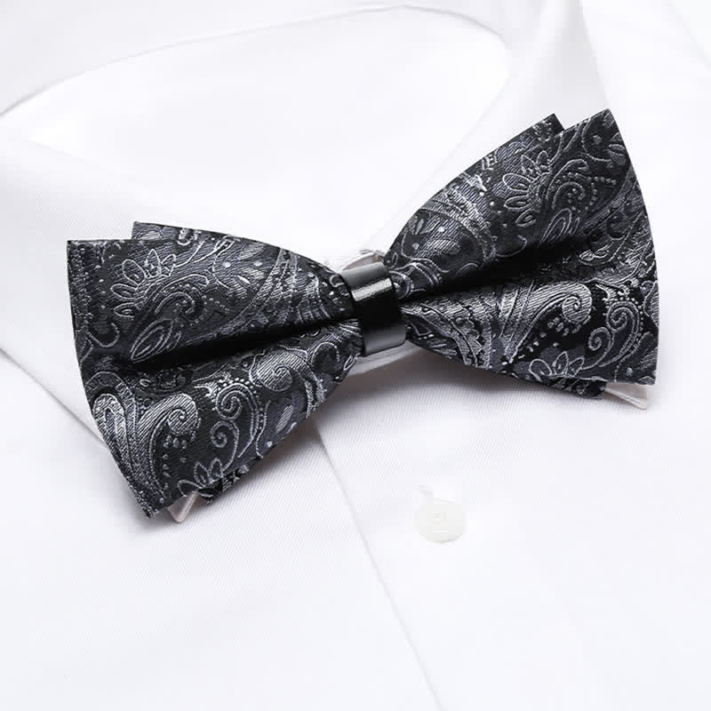 Papillon da uomo con motivo Paisley grigio di lusso - image 1