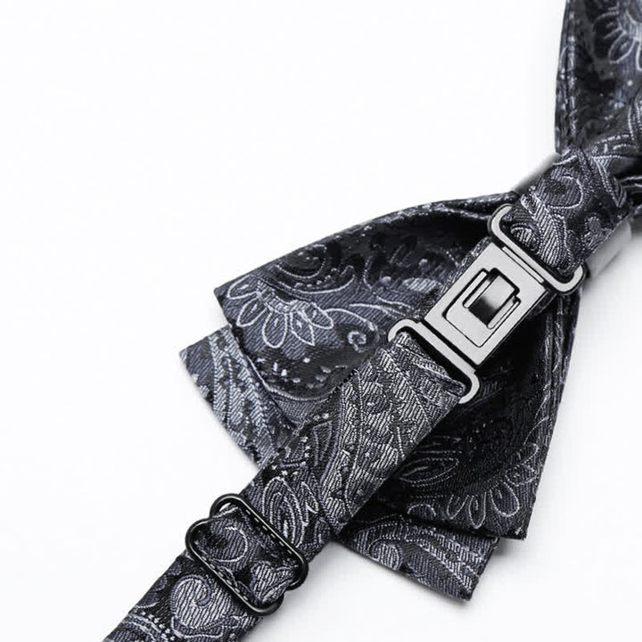 Papillon da uomo con motivo Paisley grigio di lusso - image 4
