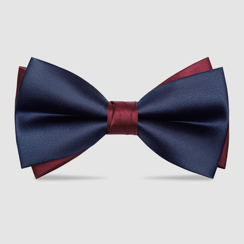 Papillon da uomo a doppio strato blu navy e bordeaux Noble - Blu navy e bordeaux - image 0