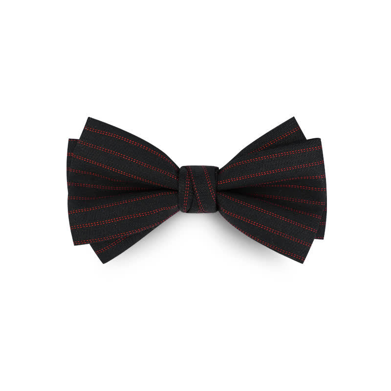 Papillon formale da uomo in twill tinta unita per matrimonio - Nero e rosso - image 14