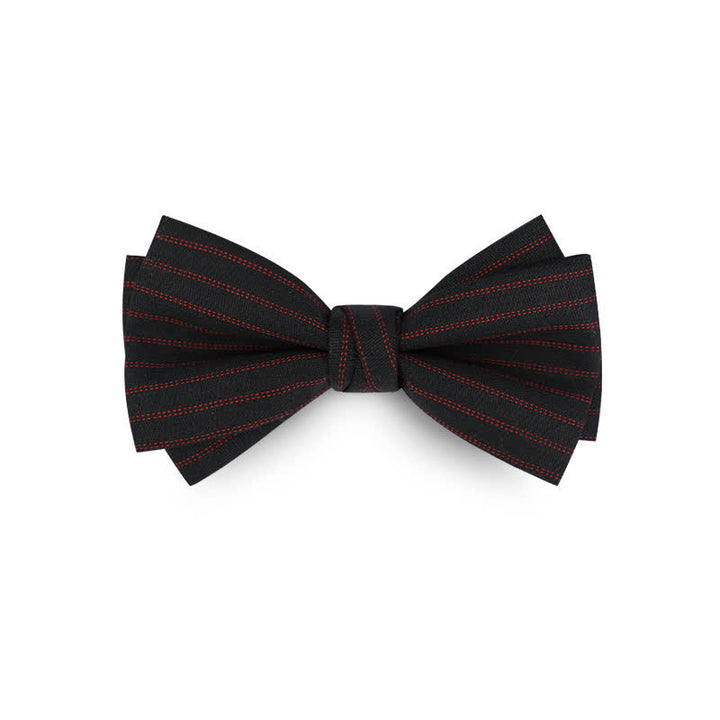 Papillon formale da uomo in twill tinta unita per matrimonio - Nero e rosso - image 14