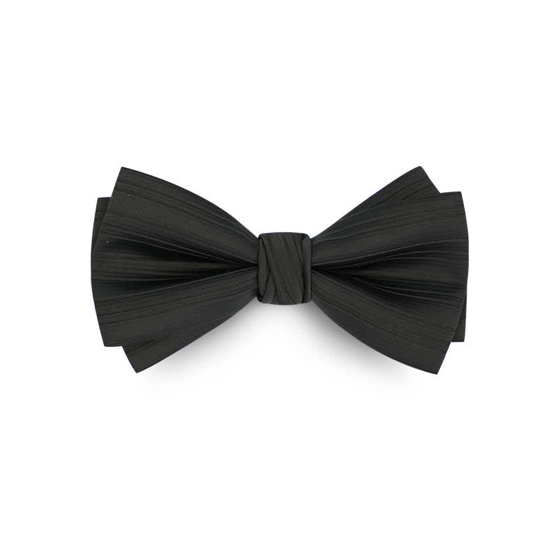 Papillon formale da uomo in twill tinta unita per matrimonio - Nero - image 10