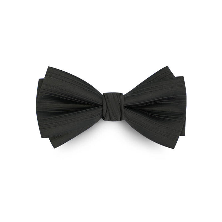Papillon formale da uomo in twill tinta unita per matrimonio - Nero - image 10