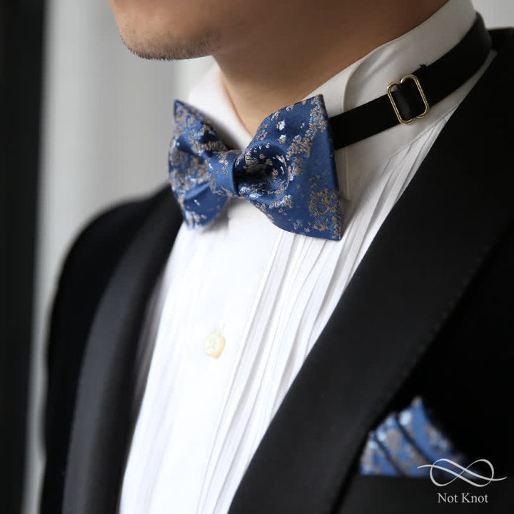 Papillon da uomo con stampa floreale blu delicato - image 1
