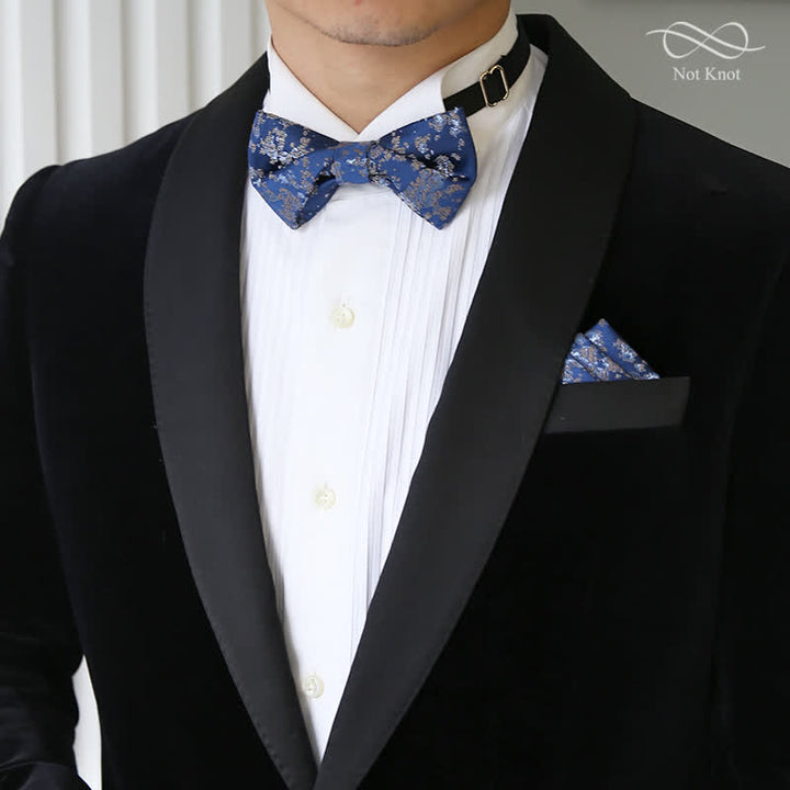 Papillon da uomo con stampa floreale blu delicato - image 5