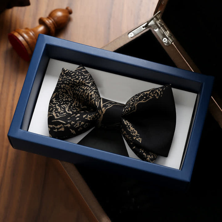 Papillon da sposo da uomo con pittura dorata e nera - Nero - image 0