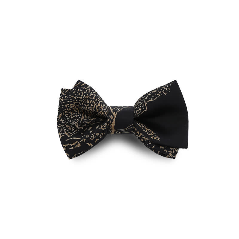 Papillon da sposo da uomo con pittura dorata e nera - image 4