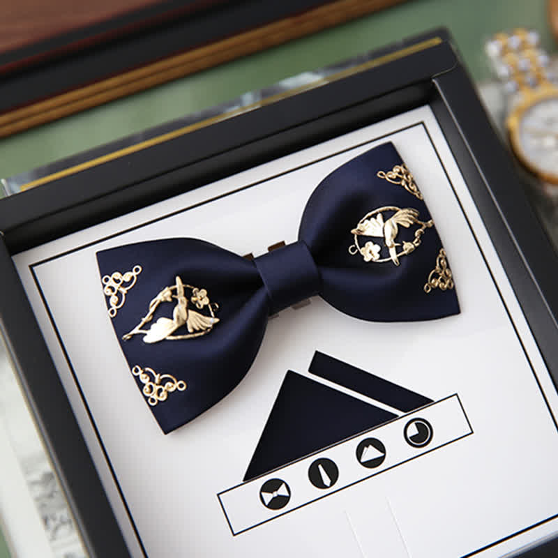 1 pezzo di papillon con decorazioni floreali e uccelli in metallo dorato da uomo - Marina Militare - Stile n. 1 - image 13