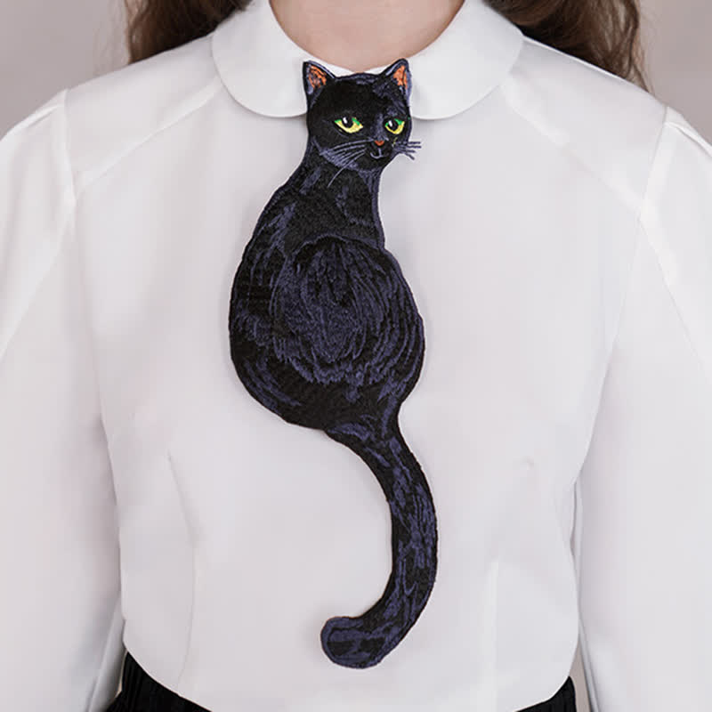 Cravatta con cerniera a forma di gatto nero da donna - Nero - image 0
