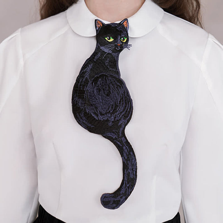 Cravatta con cerniera a forma di gatto nero da donna - Nero - image 0