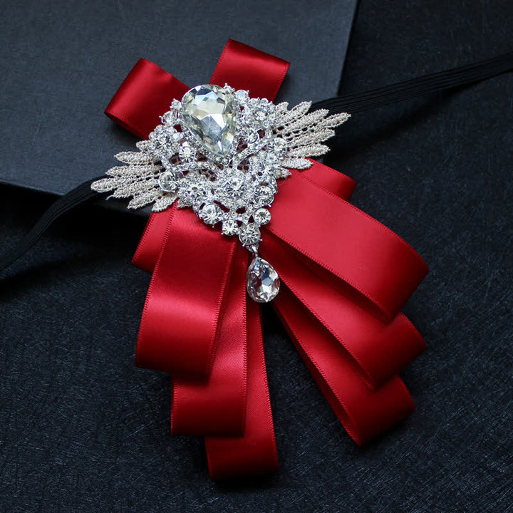 Cravatta a farfalla con nastro pendente in strass di cristallo retrò - Rosso - image 7