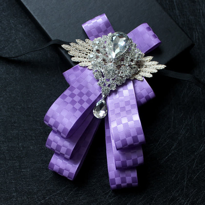 Cravatta a farfalla con nastro pendente in strass di cristallo retrò - Controllo viola - image 17