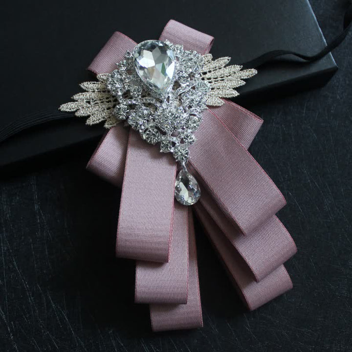 Cravatta a farfalla con nastro pendente in strass di cristallo retrò - Bordo rosa - image 18