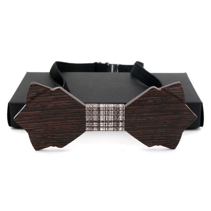 Papillon in legno a doppio strato vintage classico da uomo - Nero - image 8