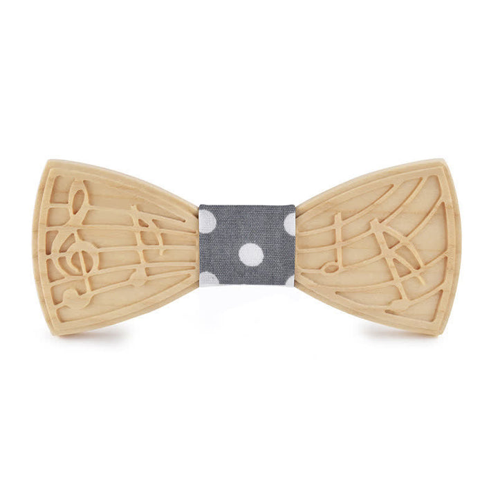 Papillon in legno con incisione musicale da uomo - Stile n. 1 - Punto grigio - image 11