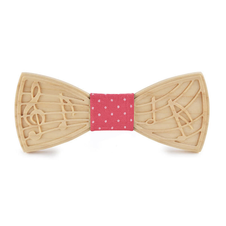 Papillon in legno con incisione musicale da uomo - Stile n. 1 - Rosa - image 9