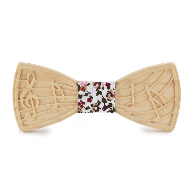 Papillon in legno con incisione musicale da uomo - Stile n. 1 - Rosa bianca - image 12