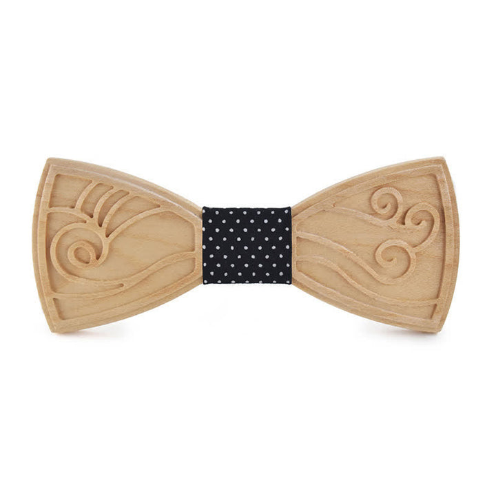 Papillon in legno con incisione musicale da uomo - Stile n. 2 - Nero a pois - image 17