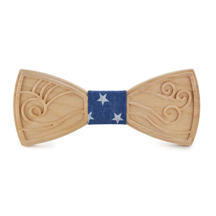 Papillon in legno con incisione musicale da uomo - Stile n. 2 - Stella Blu - image 18