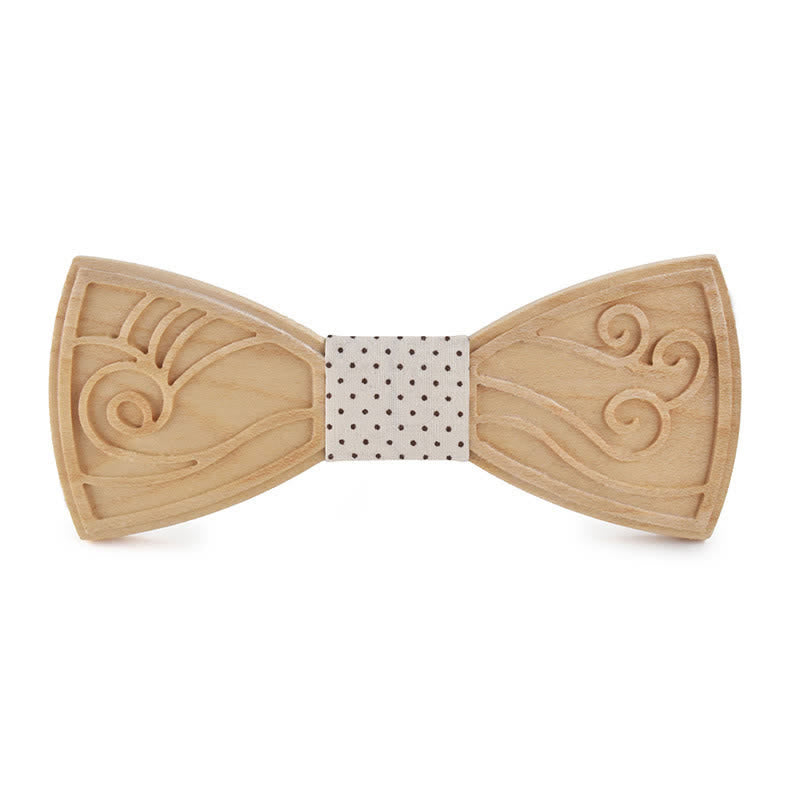 Papillon in legno con incisione musicale da uomo - Stile n. 2 - Bianco a pois - image 16