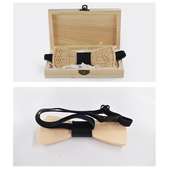 Papillon in legno con incisione musicale da uomo - image 1