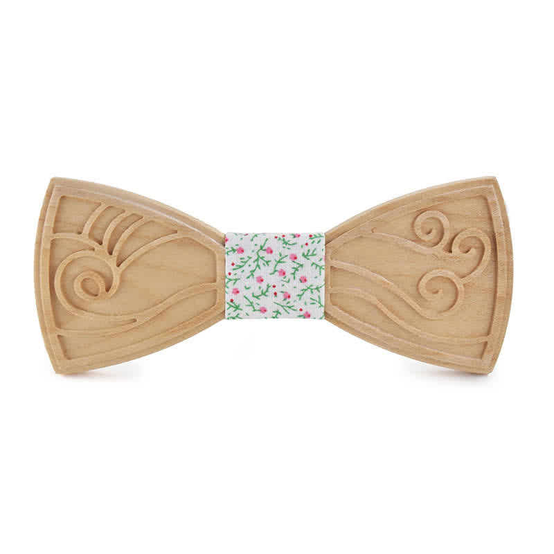 Papillon in legno con incisione musicale da uomo - Stile n. 2 - Fiore bianco - image 24