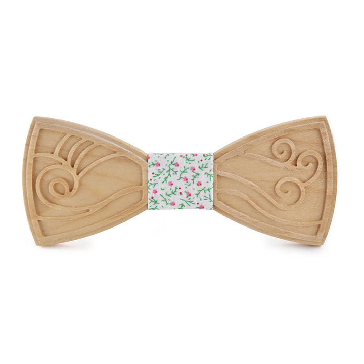 Papillon in legno con incisione musicale da uomo - Stile n. 2 - Fiore bianco - image 24