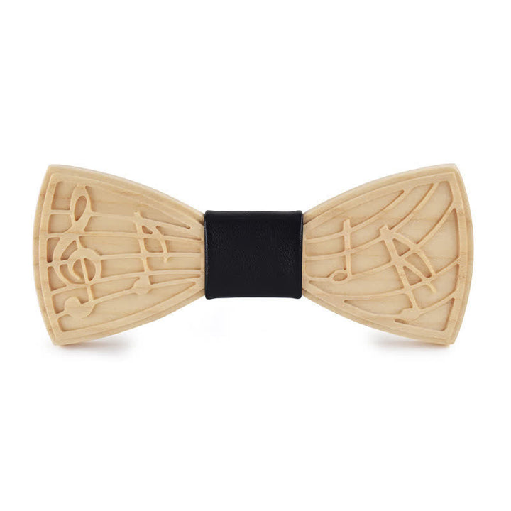 Papillon in legno con incisione musicale da uomo - Stile n. 1 - Nero - image 2