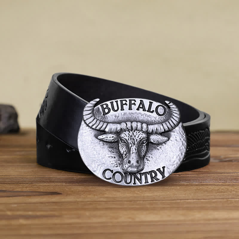 Cintura in pelle con fibbia fai da te Buffalo Country da uomo - Argento - Cintura aquila nera in rilievo (38) - image 12