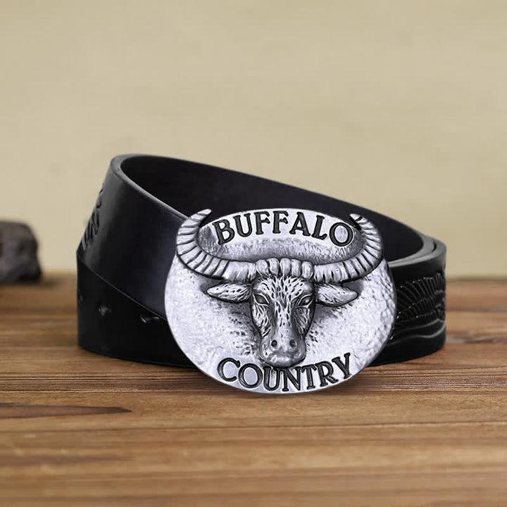 Cintura in pelle con fibbia fai da te Buffalo Country da uomo - Argento - Cintura aquila nera in rilievo (38) - image 12