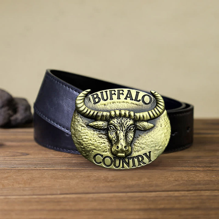Cintura in pelle con fibbia fai da te Buffalo Country da uomo - Bronzo - Cintura PU nera (40) - image 3
